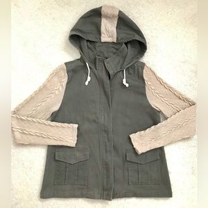 HEM & THREAD Knitted-Sleeved Hooded Jacket